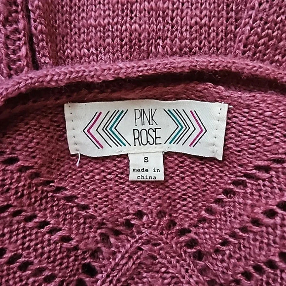 Open front‎ knit cardigan dark mauve size small by pink rose - Picture 4 of 6